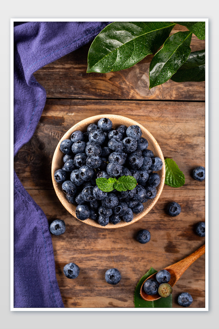 新鲜蓝莓水果高清俯视摄影图