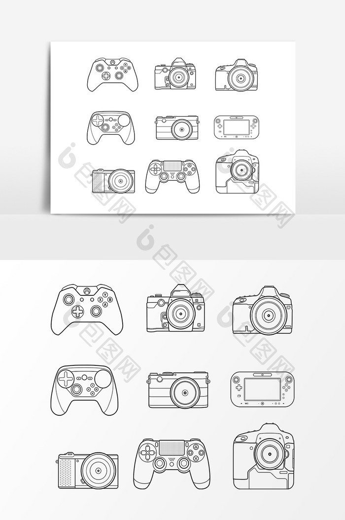卡通游戏手柄相机设计元素