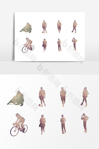 人物自行车剪影设计素材图片