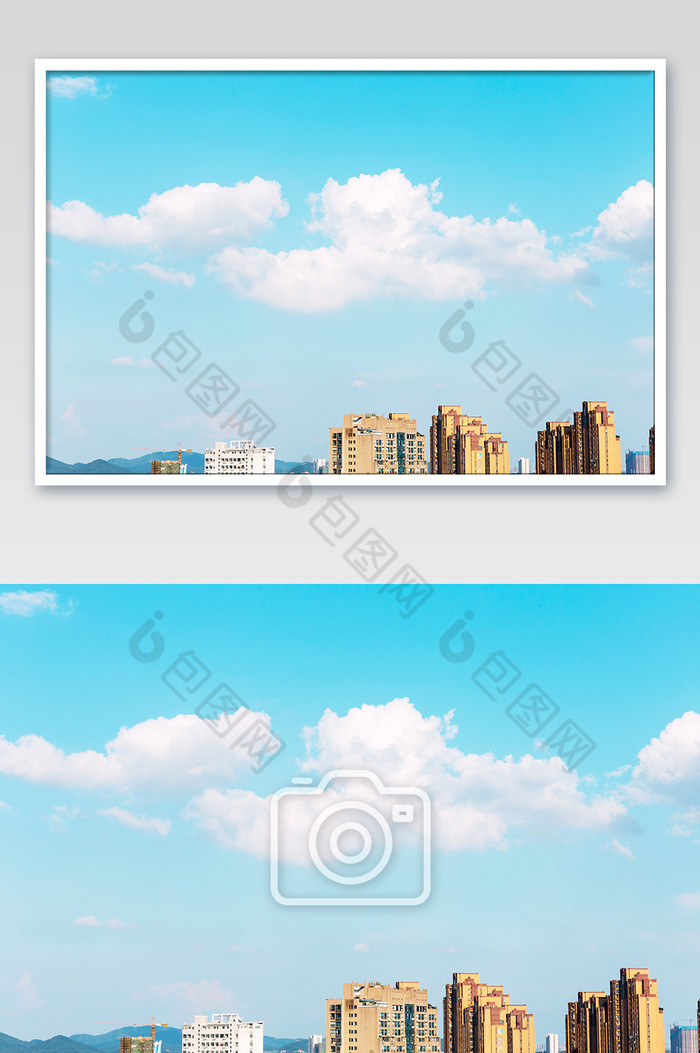 夏季清新天空建筑背景图片图片