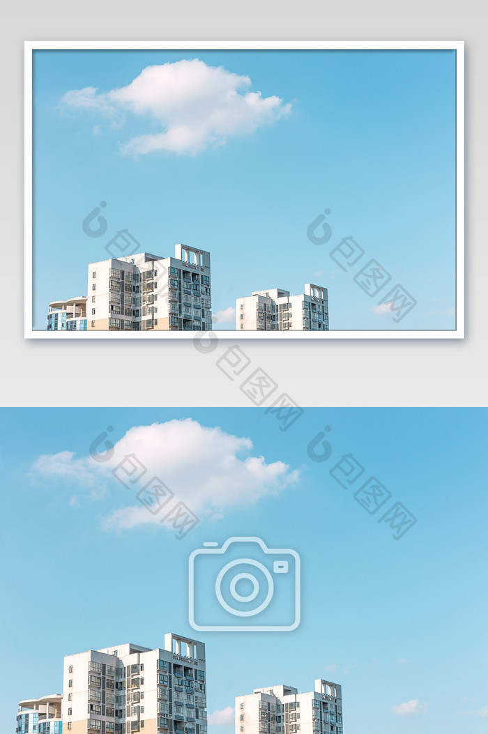 夏季清新日系色天空建筑背景素材