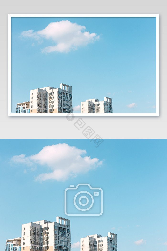 夏季清新日系色天空建筑背景素材图片