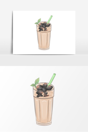 手绘夏天手账烧仙草奶茶饮料元素图片下载