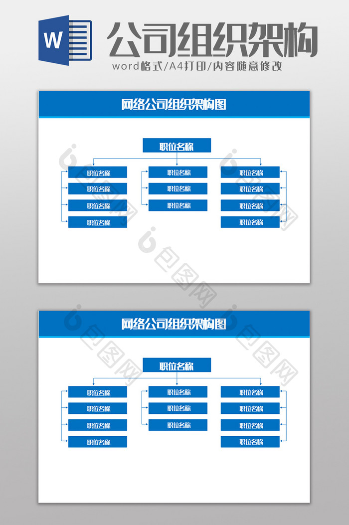 网络公司组织架构图Word模板
