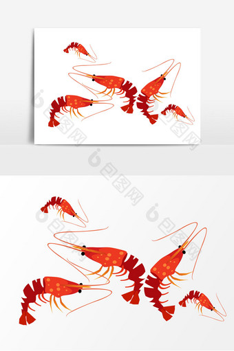 卡通夏季龙虾食物元素图片