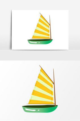 夏季海洋小船船舶卡通元素