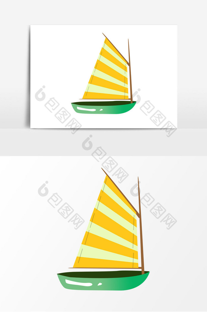 夏季海洋小船船舶卡通元素