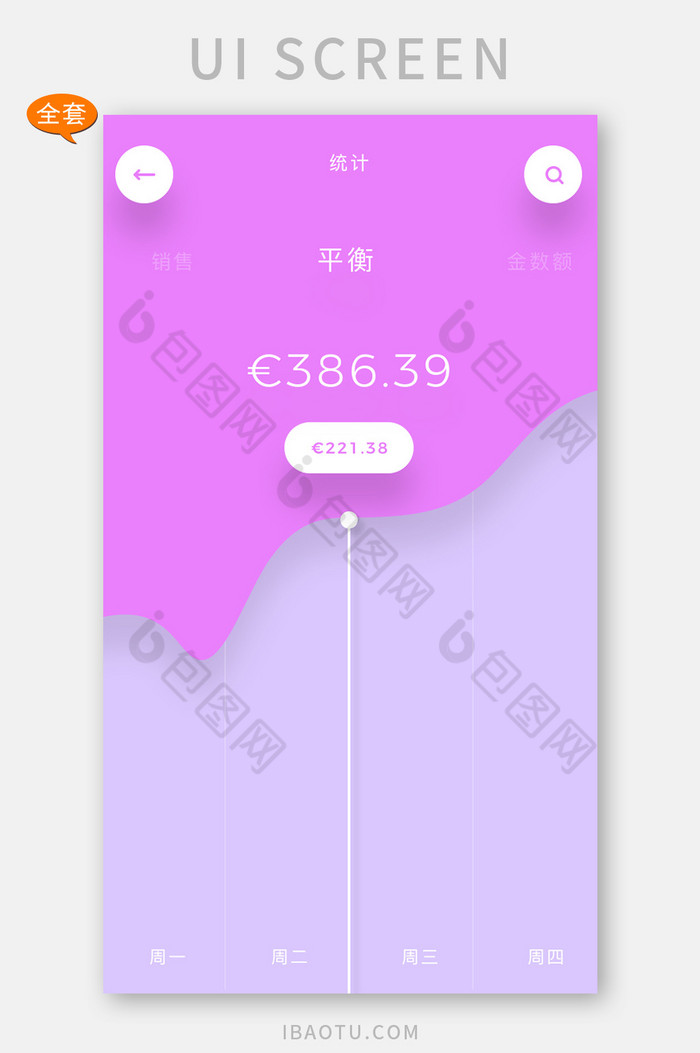 精美紫色数据统计应用UI界面APP套图图片图片