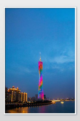 广州地标广州塔夜景摄影图