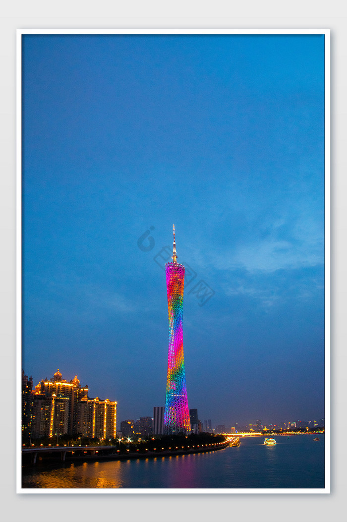 广州地标广州塔夜景摄影图图片