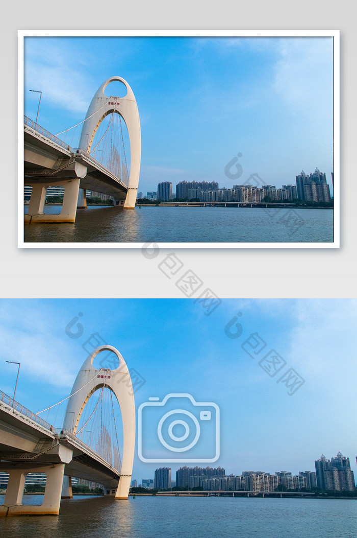 广州猎德大桥湖景摄影图