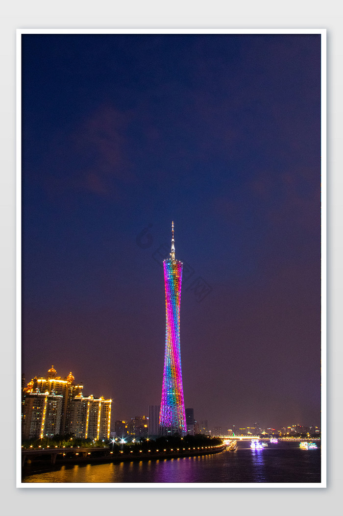 广州塔小蛮腰珠江夜景摄影图图片