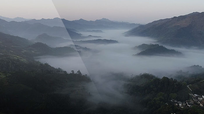 航拍大气薄雾云海祖国山河黄山皖南