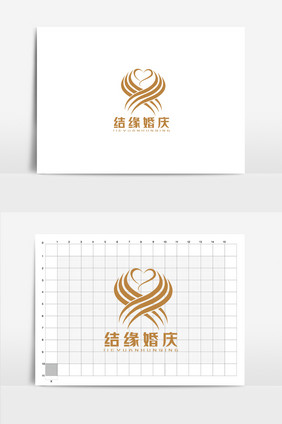 金色高端婚礼策划logo标志VI设计