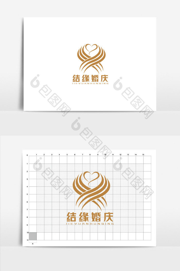 金色高端婚礼策划logo标志VI设计