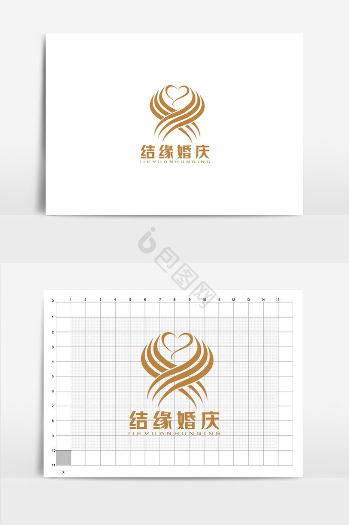 金色婚礼策划logo标志VI图片