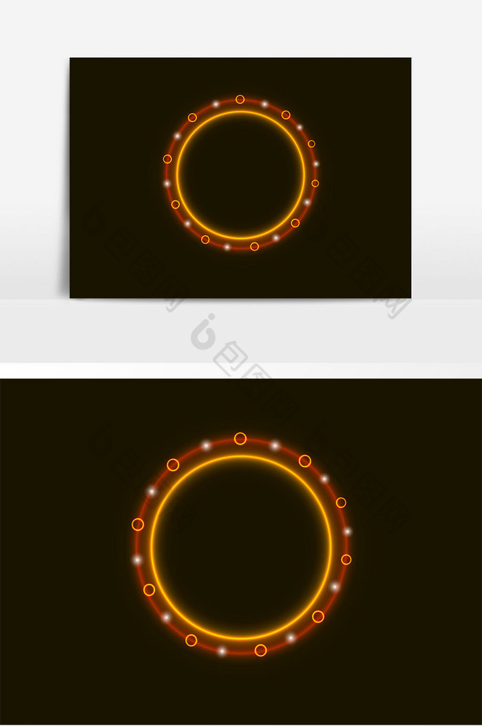 霓虹灯圆形边框元素