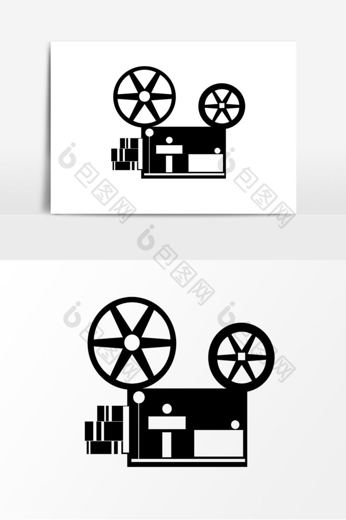 手绘黑白录像机电影手账元素