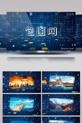 科技风蓝色企业宣传图文线条片头AE模板图片