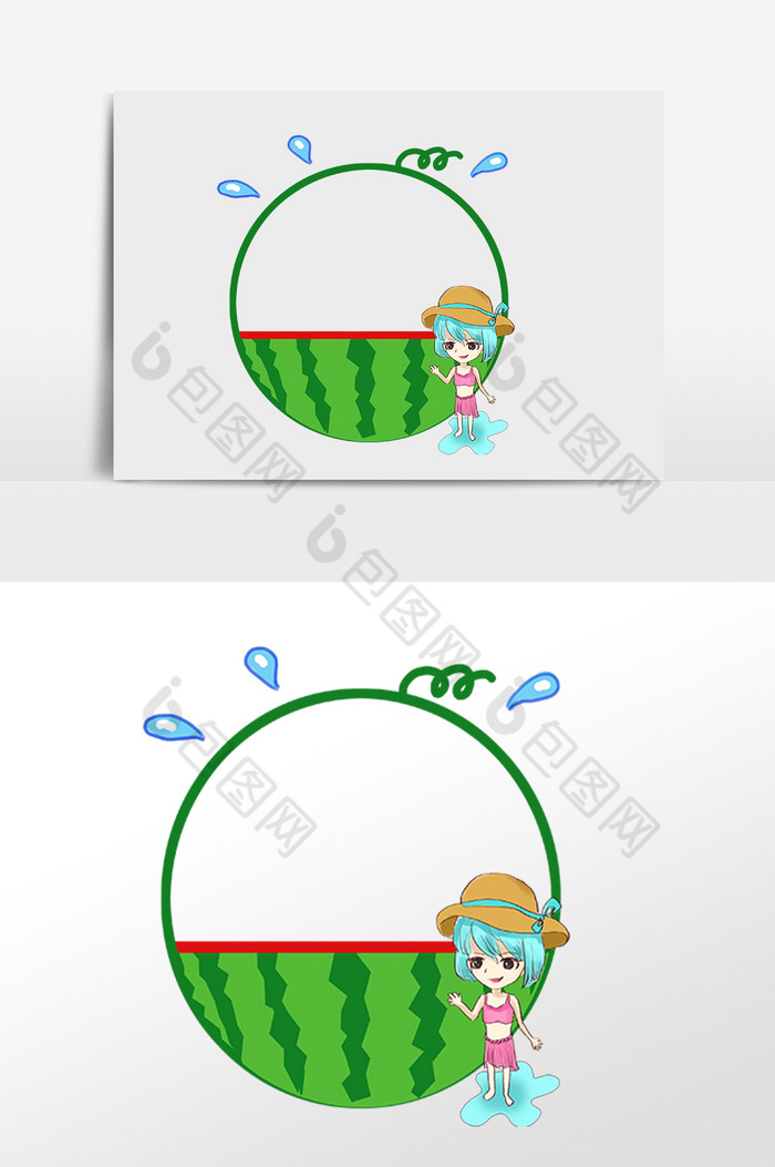 夏季水果西瓜装饰边框插画图片图片