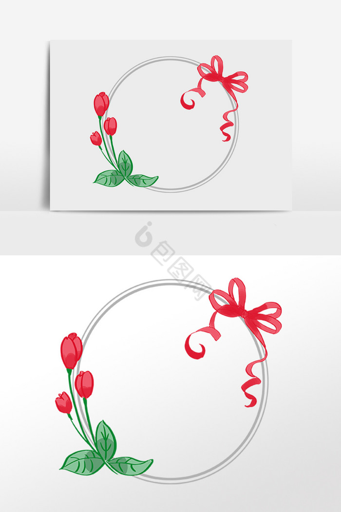 夏季植物花朵装饰边框插画图片