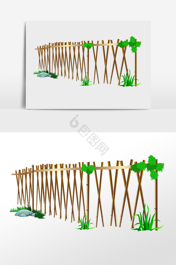 木质花园菜园栅栏围栏插画图片