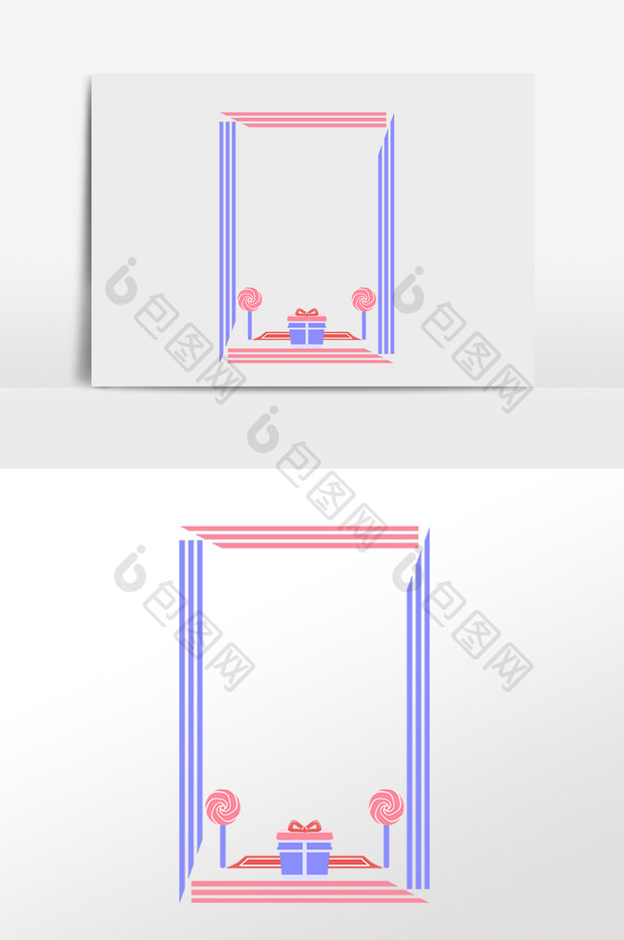 手绘卡通可爱礼盒装饰边框插画