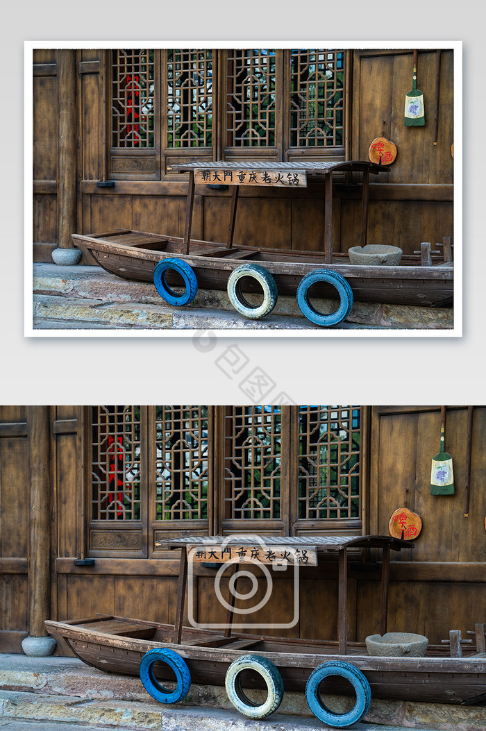 小木船木质工艺传统文化鱼米之乡摄影图图片