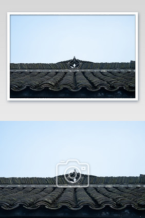 黑瓦片中式屋顶中国传统建筑摄影图
