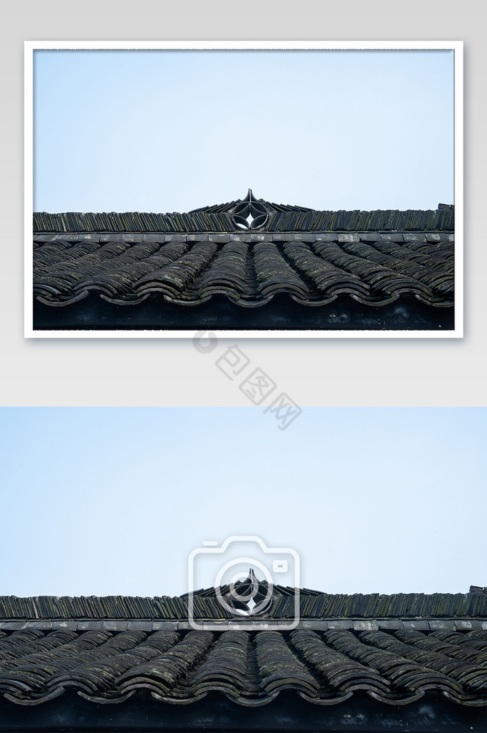 黑瓦片中式屋顶中国传统建筑摄影图图片