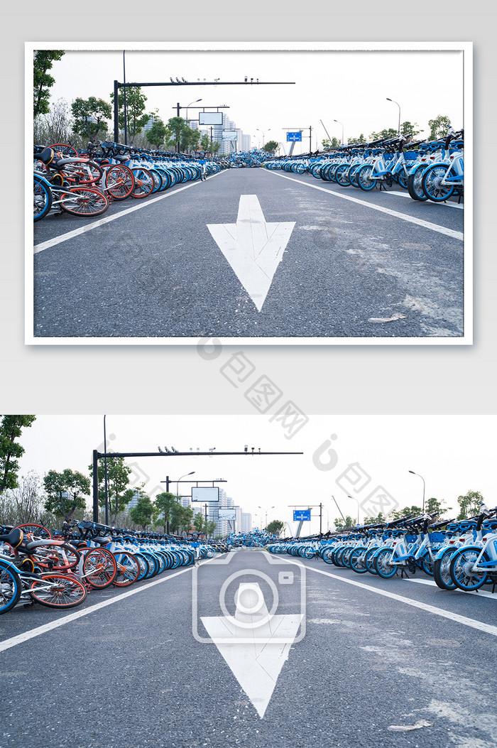 马路标记速度感白色道路摄影图