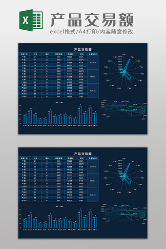 产品交易额科技风Excel模板图片