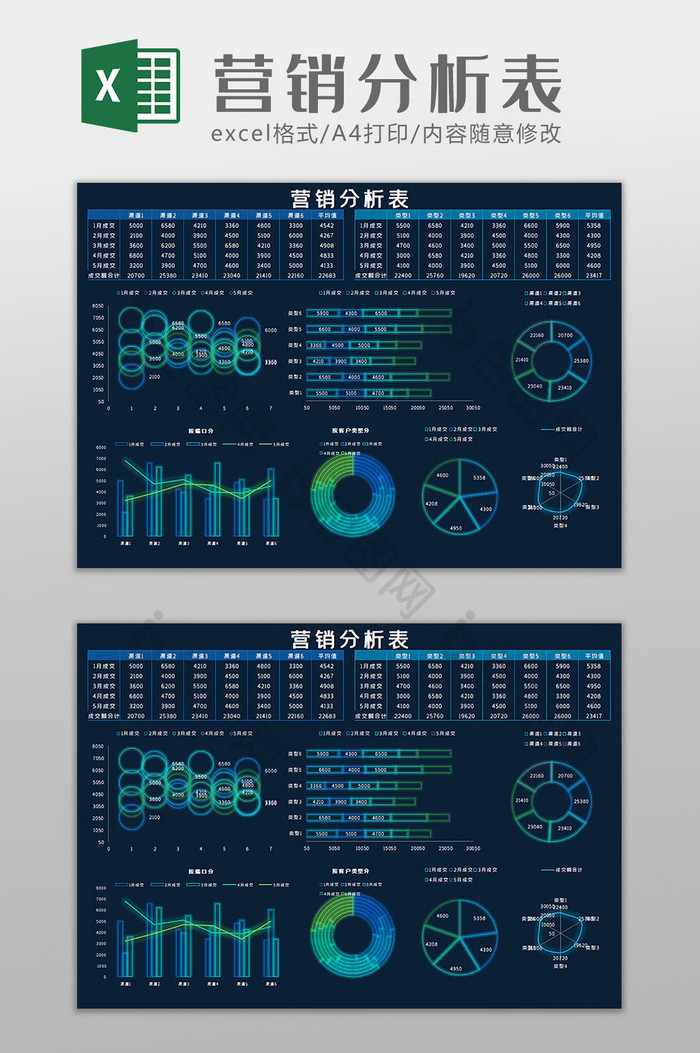 营销分析表科技风Excel模板