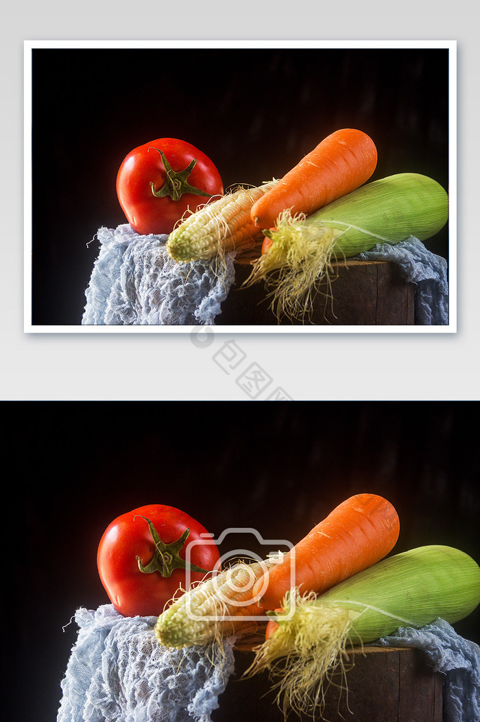 新鲜蔬菜西红柿玉米胡萝卜摄影图片图片
