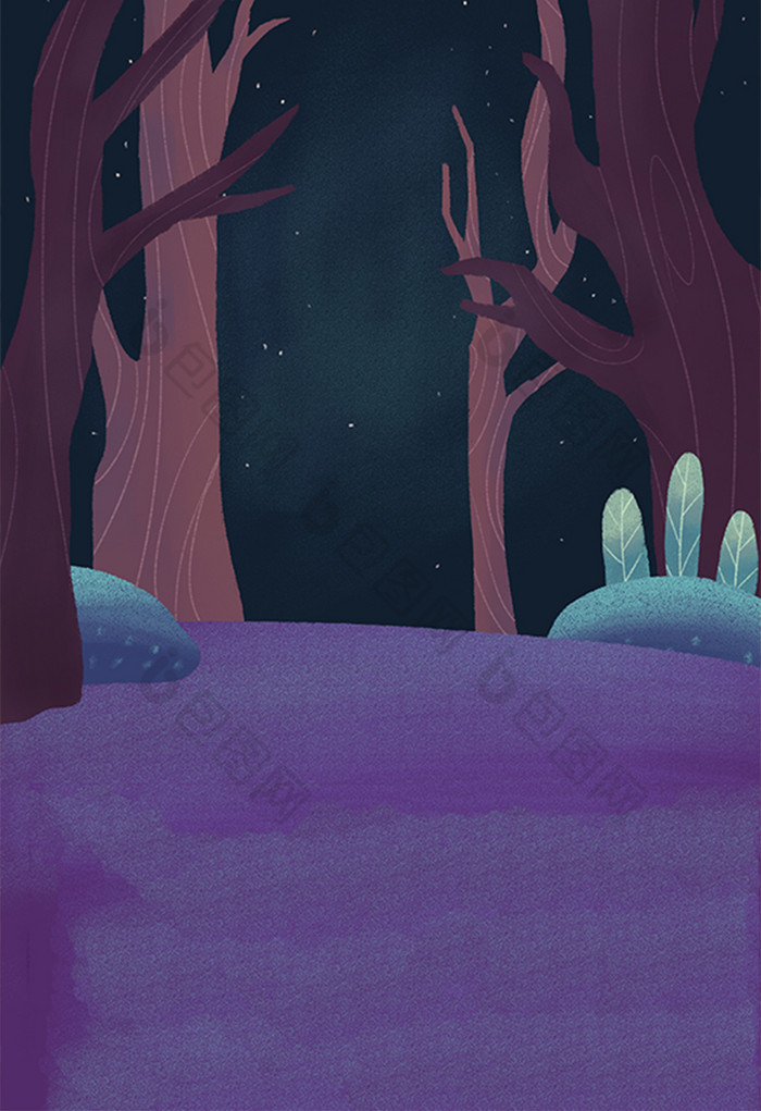 树林的夜晚插画