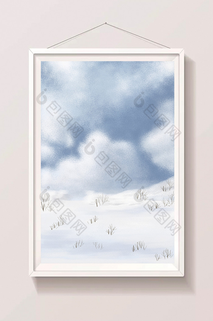 雪地上空的白云插画图片图片
