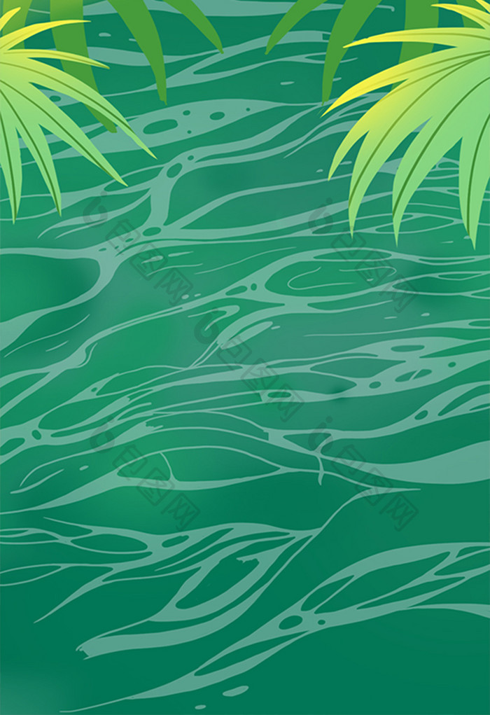 手绘绿色的水插画背景