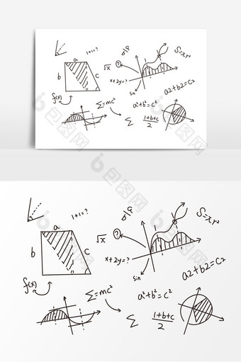 手绘数学公式符号元素图片