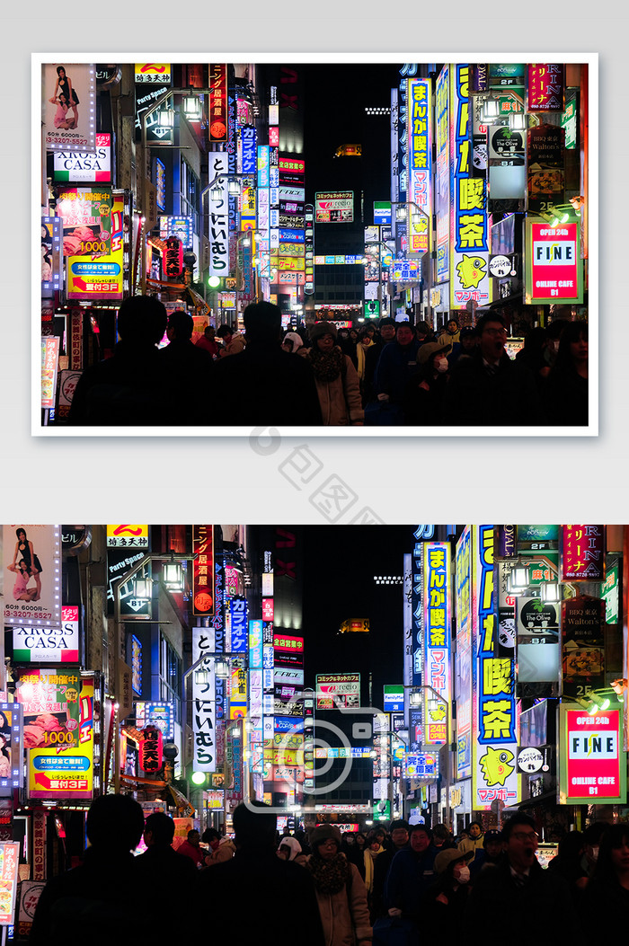 日本特色街道歌舞伎町夜景摄影图片