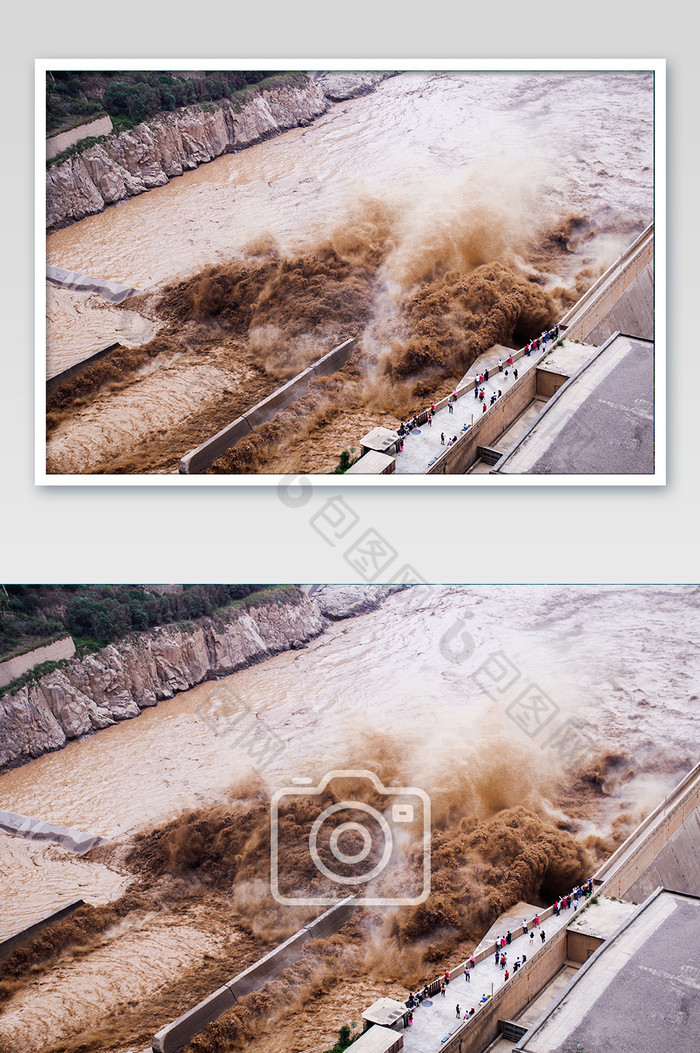 河南旅游黄色黄河三门峡大坝摄影图图片图片