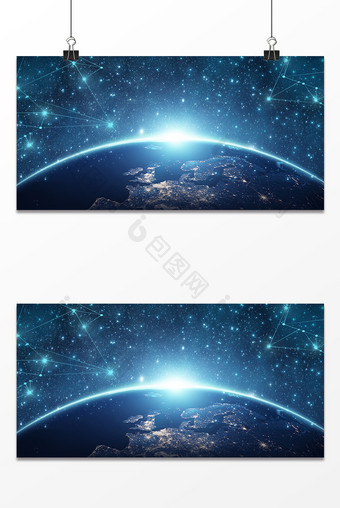 蓝色星球光效宇宙背景图片