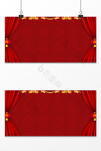 红色中国风帘子背景图片