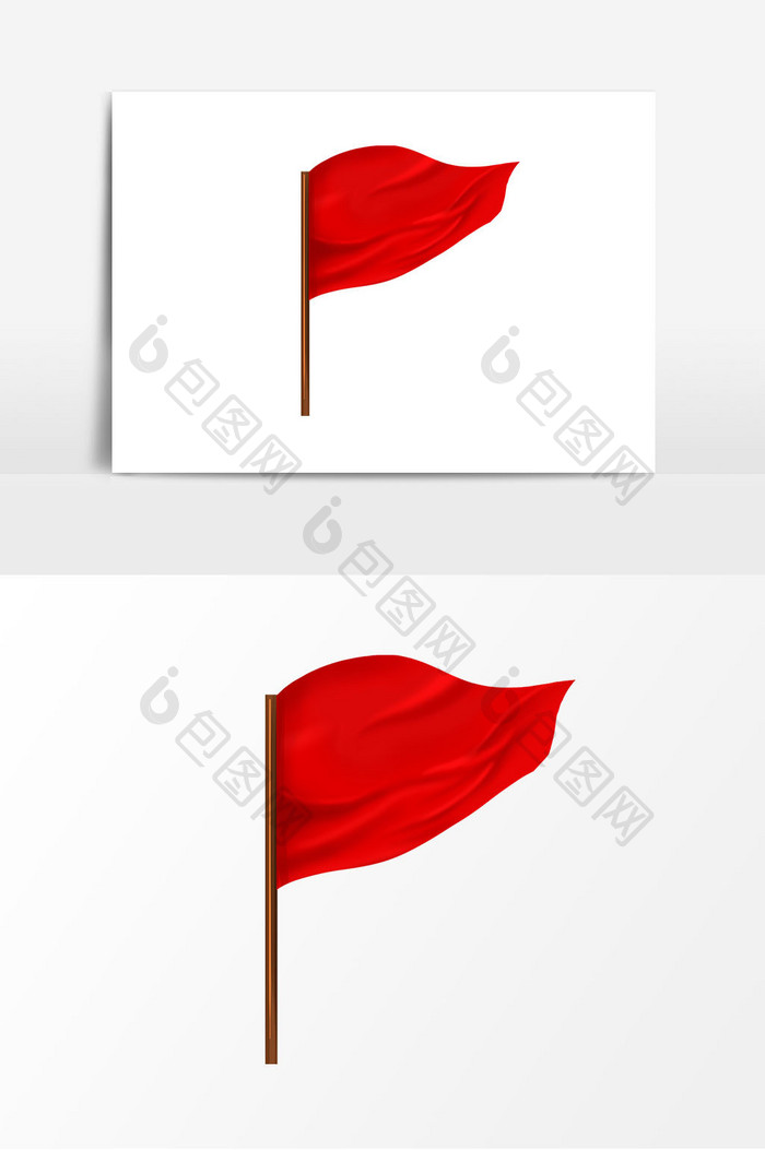 手绘飘扬的红旗国庆元素