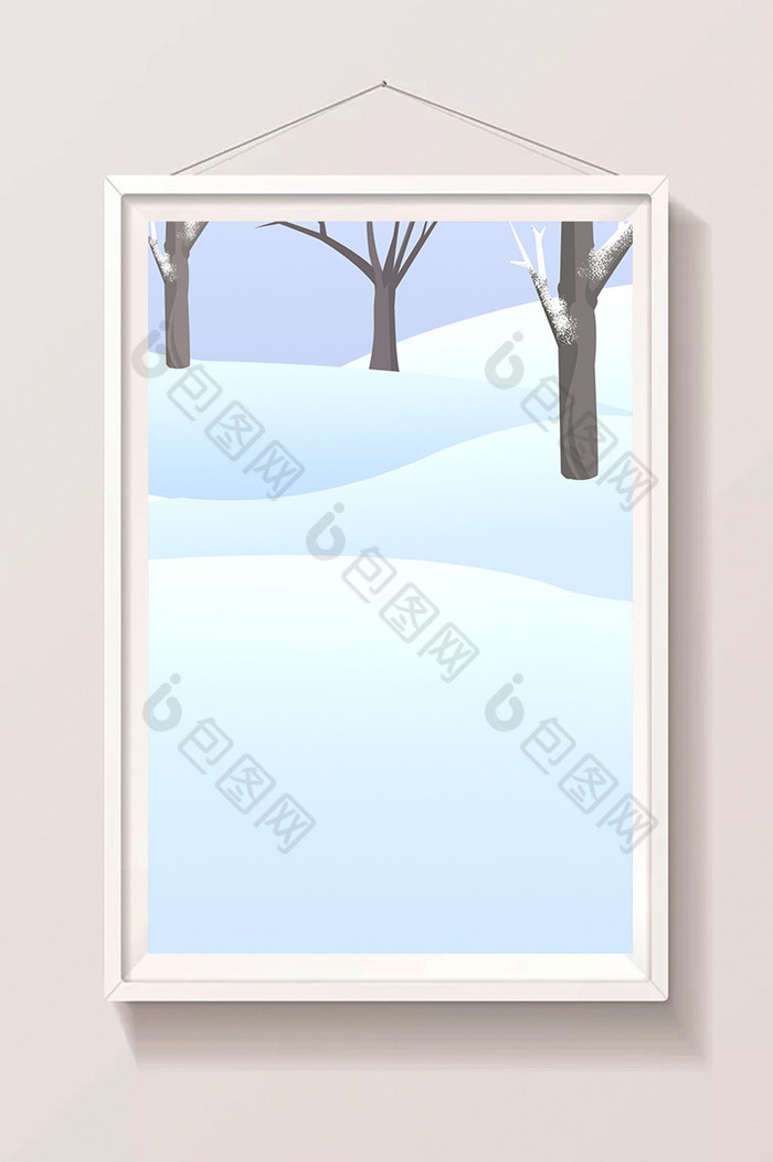 雪地上的树木插画图片图片