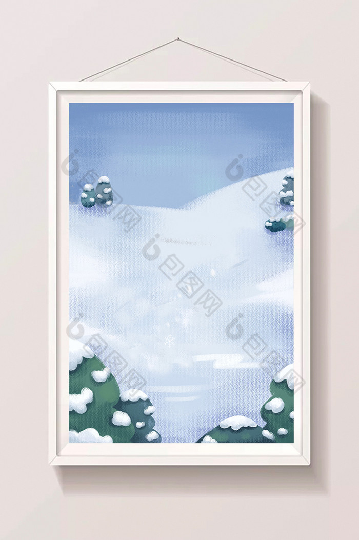 山坡上的雪景插画图片图片