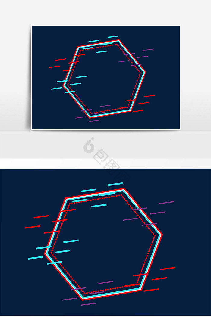 六边形故障风边框图片