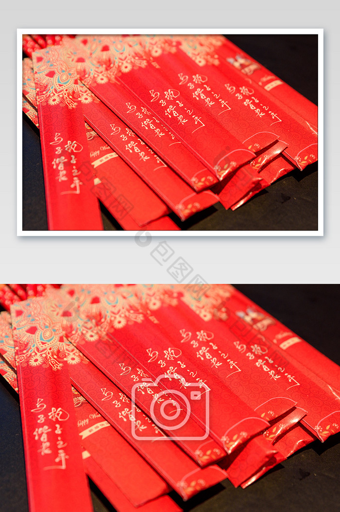 红色婚庆用品筷子静物摄影图片图片