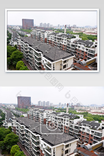 排列有序的小区鸟瞰图城市建筑摄影图片