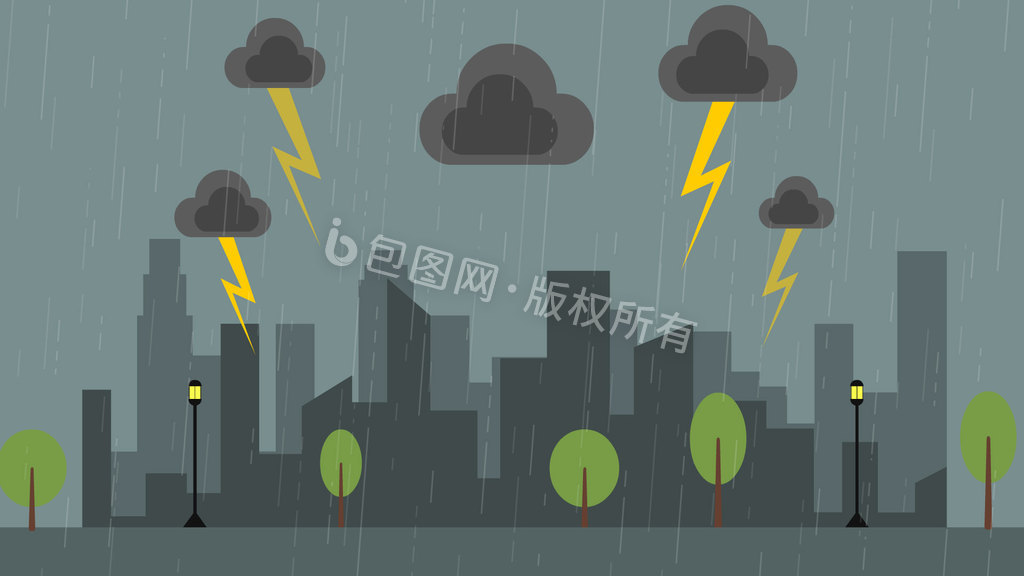 雷暴天气闪电打雷下雨动图GIF图片