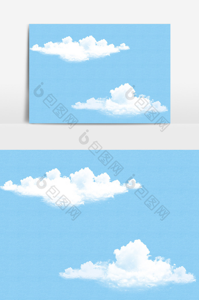 蓝色天空白色云朵创意元素